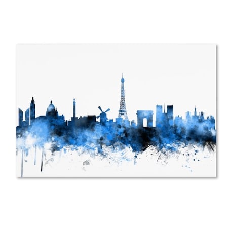 Michael Tompsett 'Paris France Skyline' Canvas Art,12x19